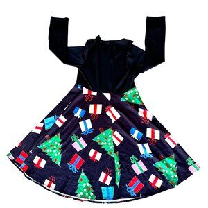 NWT Sucrefas Christmas Dress XXL Black Holiday Christmas Tree Presents Gift Fest